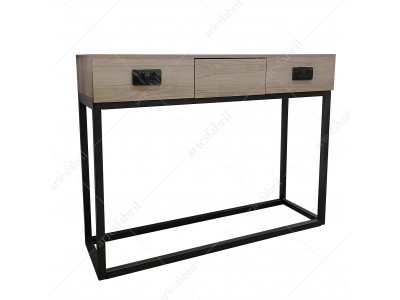 Console Moderno Compacto de Madeira com Tomada